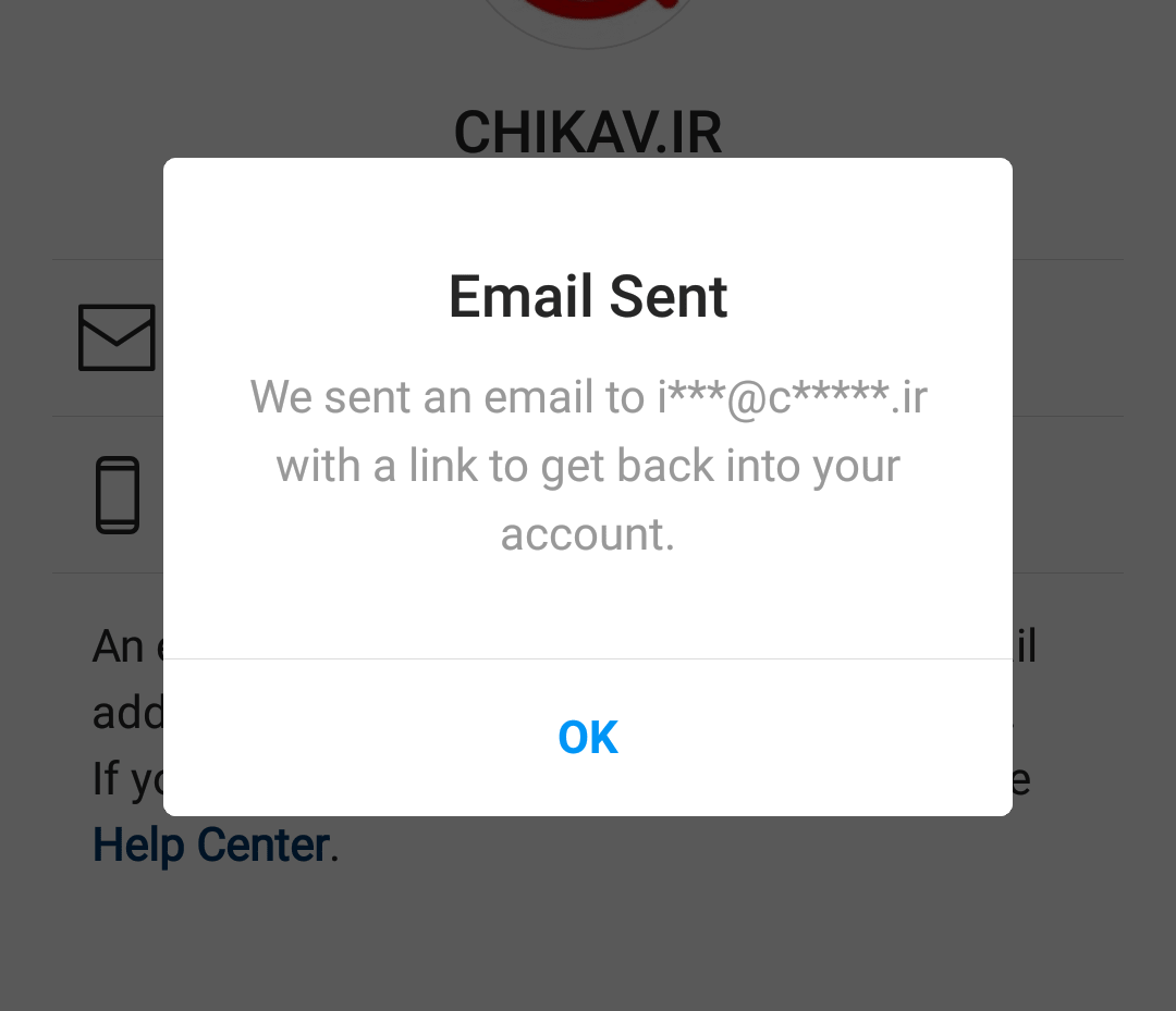 ارسال لینک فراموش کردن رمز اینستاگرام به ایمیل - چیکاو