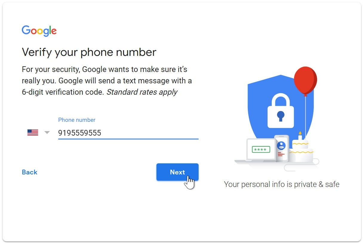 برای ساختن ایمیل شماره موبایل خود را وارد کنید - چیکاو