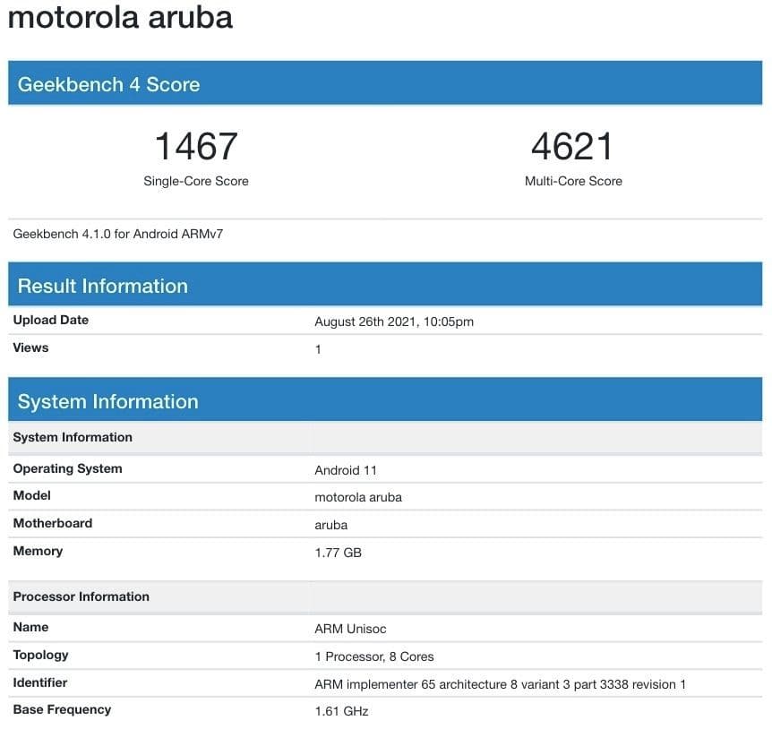 موتورولا موتو ای ۲۰  آینده به عنوان آروبا (Aruba) شناخته می‌شود - چیکاو