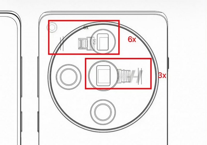 شماتیک اوپو Find X7 پرو دوربین تله فوتو پریسکوپ دوگانه را نشان می دهد - چیکاو