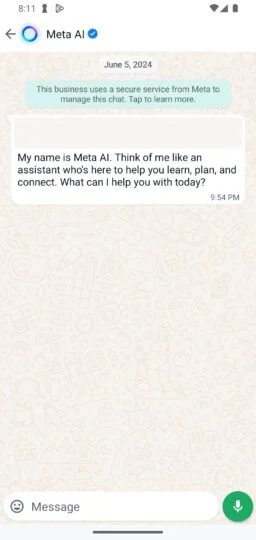 دکمه پیام صوتی چت WhatsApp Meta AI - چیکاو