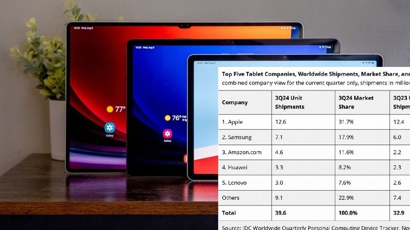 افزایش 20.4 درصدی فروش جهانی تبلت در سه‌ماهه سوم سال 2024! - چیکاو