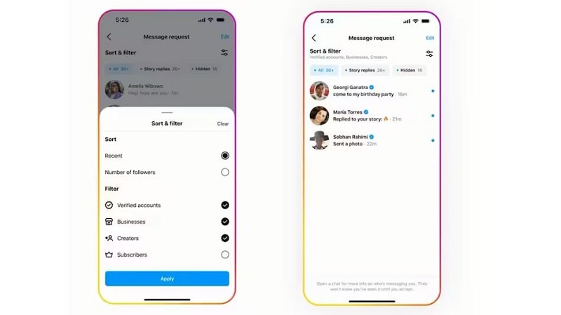 اینستاگرام به سازندگان اجازه می‌دهد درخواست‌های پیام در DM را فیلتر کنند - چیکاو