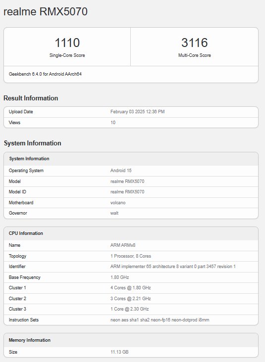 Realme 14 GeekBench - چیکاو