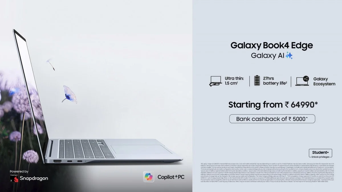 لپ‌تاپ Galaxy Book4 Edge با پردازنده Snapdragon X رونمایی شد - چیکاو