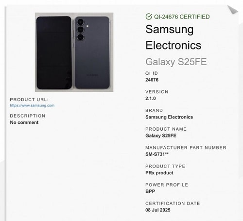 فهرست Galaxy S25 FE در WPC - چیکاو