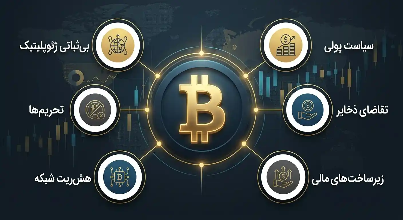 عوامل تعیین کننده قیمت بیت کوین
