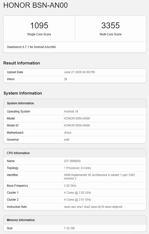 Honor X80 Pro Max spotted on Geekbench - چیکاو