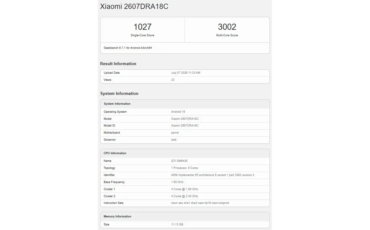 ردمی نوت 17 با تراشه Snapdragon 6s Gen 4 و 12 گیگابایت رم دیده شد - چیکاو